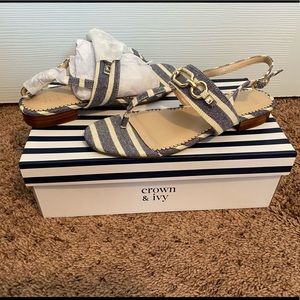 New in Box Crown & Ivy Striped Sandals Sz 6.5